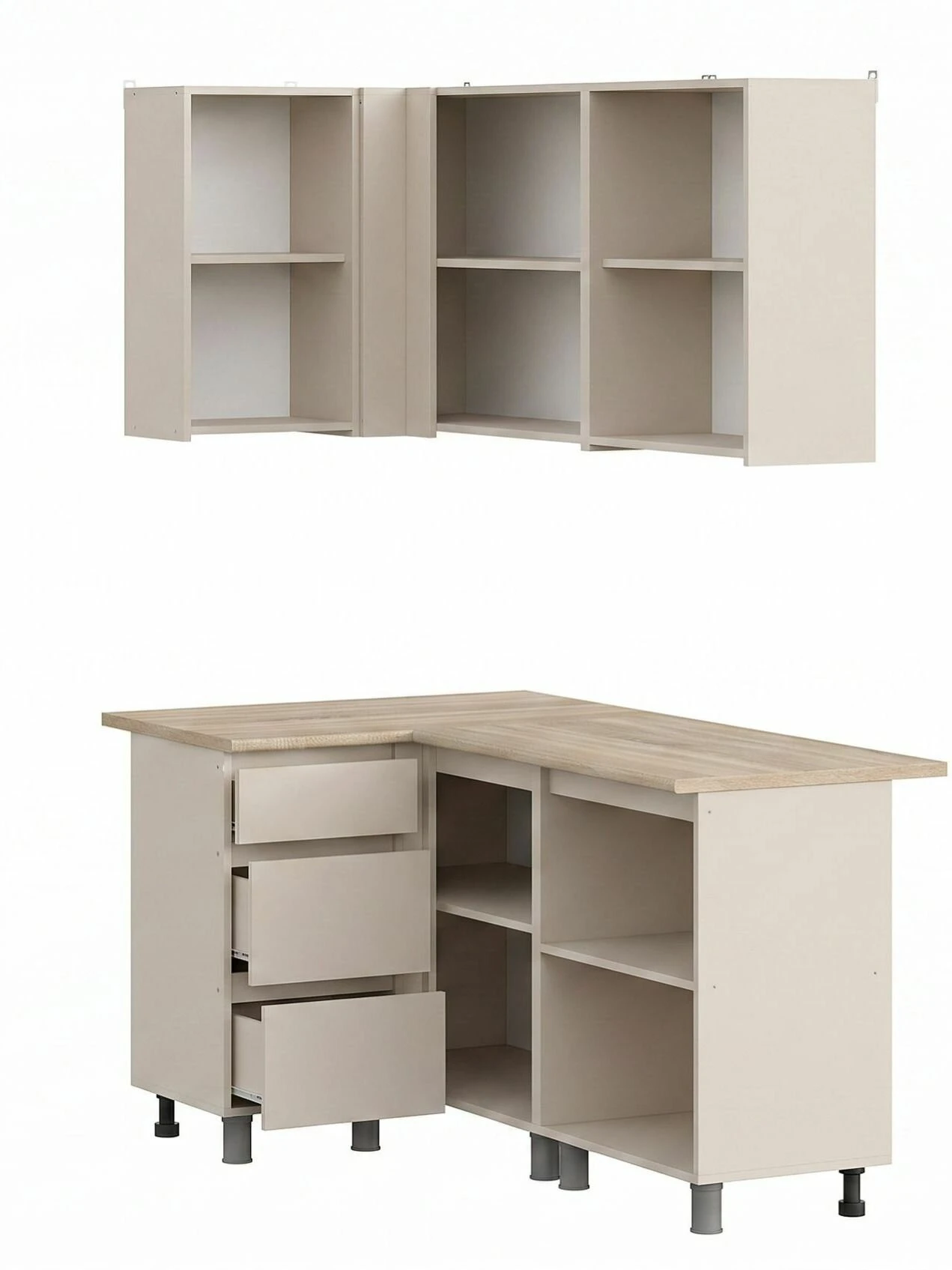 ARNIKA Кухонный гарнитур угловой "Рика" со столешницей 160*100*216 см, меланж