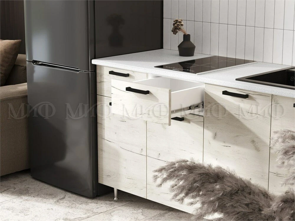 МИФ Кухня Рио NEW угловая 2.2х1.0м Дуб Крафт Столешница Кастилло темный Дуб Крафт