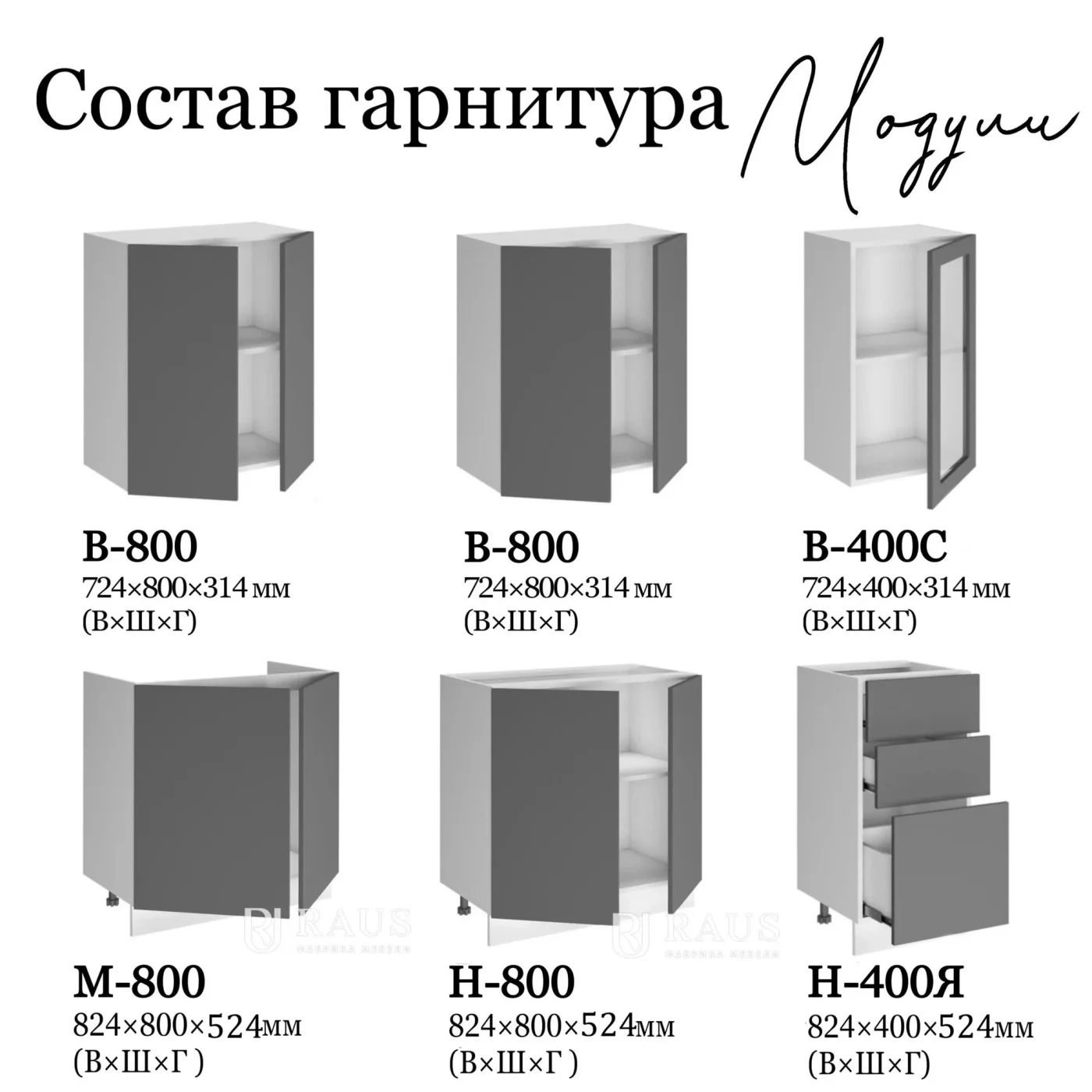 RAUS, Кухонный гарнитур синий Глэдис 2м, прямая кухня темно-синяя, МДФ, темный корпус